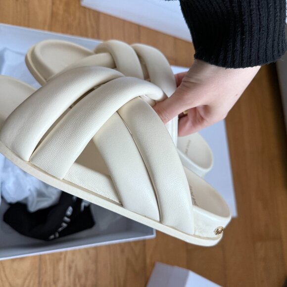 NWT Anine Bing Lizzie Slide Sandals Padded Crisscross Strap Open Toe Ivory Sz 41 - Picture 7 of 9